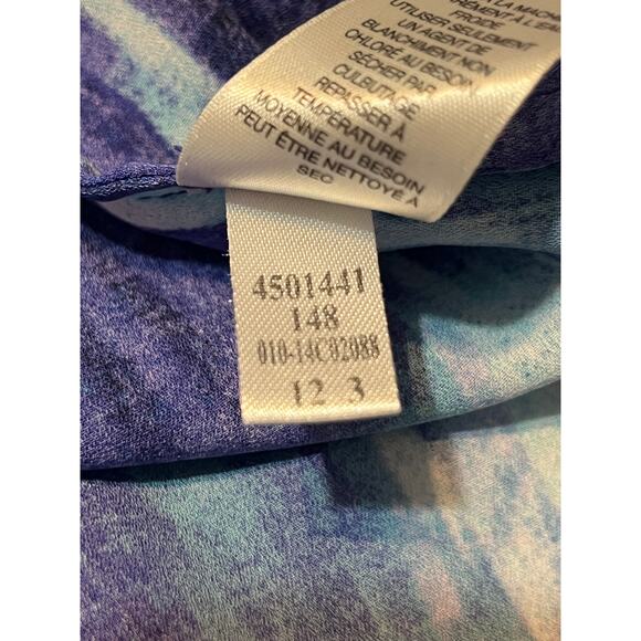 Chico's Women's Asymmetrical Overlay Tunic Top Floral Blue Sequins Size 3/XL/16 - Picture 5 of 16